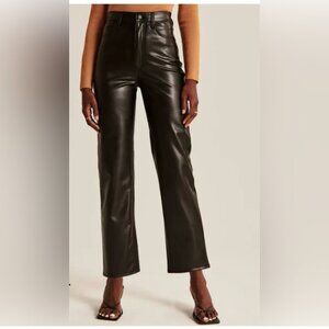 NWOT! Abercrombie & Fitch faux leather ultra high straight ankle pants sz 28 6S